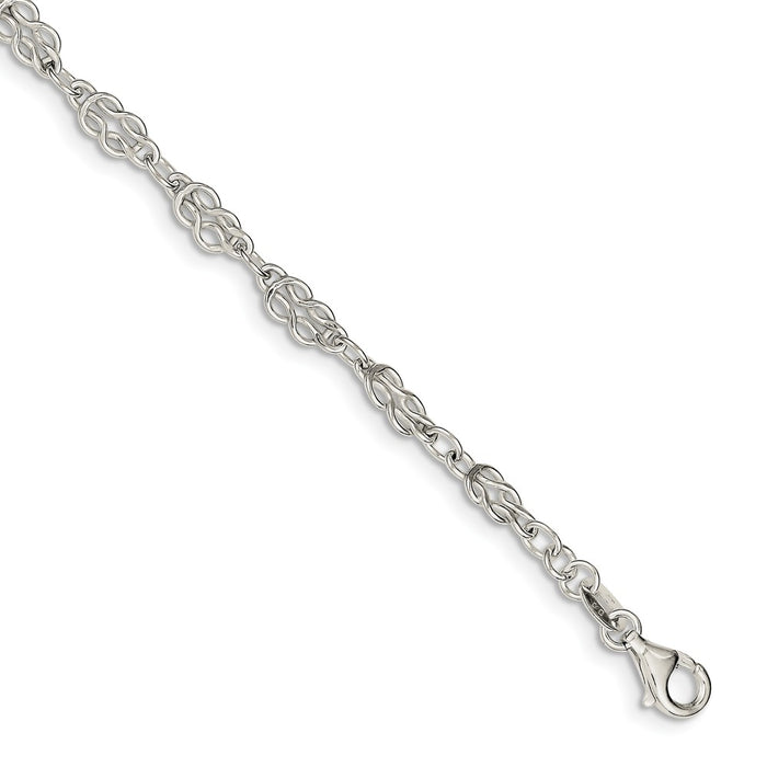 Million Charms 925 Sterling Silver 4.5mm Herculean Knot Link Bracelet, Chain Length: 7.25 inches