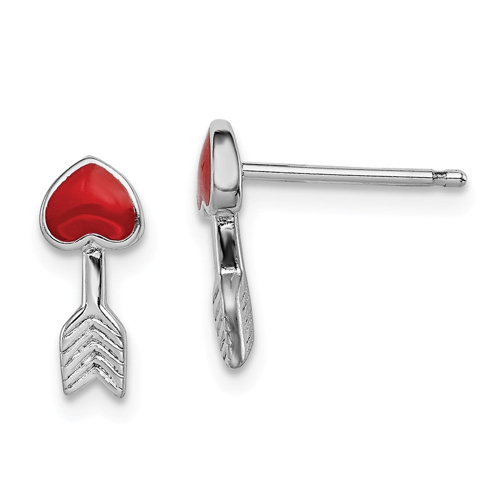 Stella Silver 925 Sterling Silver Rhodium-plated Madi K Enamel Arrow Post Earrings, 12mm x 5mm