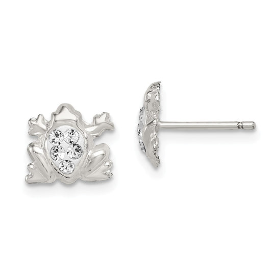 Stella Silver 925 Sterling Silver Madi K Stellux Crystal Frog Post Earrings, 9mm x 9mm