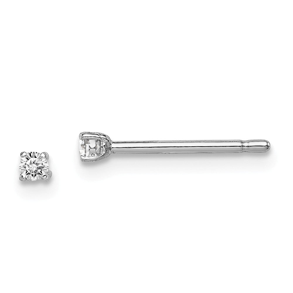 Stella Silver 925 Sterling Silver Rhodium-plated Madi K 2mm Round Cubic Zirconia ( CZ ) Stud Earrings, 2mm x 2mm