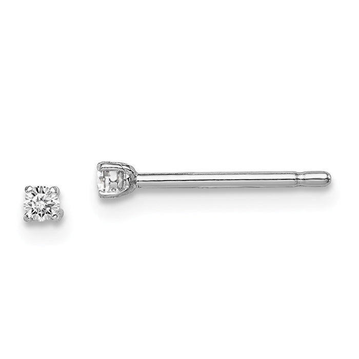 Stella Silver 925 Sterling Silver Rhodium-plated Madi K 2mm Round Cubic Zirconia ( CZ ) Stud Earrings, 2mm x 2mm