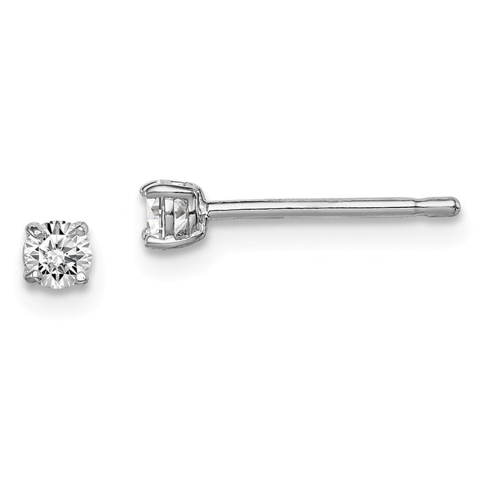 Stella Silver 925 Sterling Silver Rhodium-plated Madi K 3mm Round Cubic Zirconia ( CZ ) Stud Earrings, 3mm x 3mm