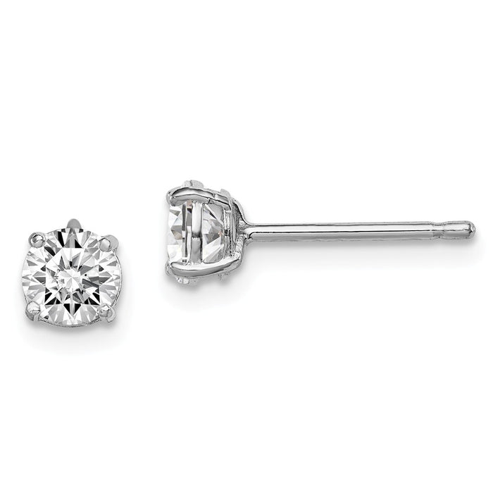 Stella Silver 925 Sterling Silver Rhodium-plated Madi K 5mm Round Cubic Zirconia ( CZ ) Stud Earrings, 5mm x 5mm