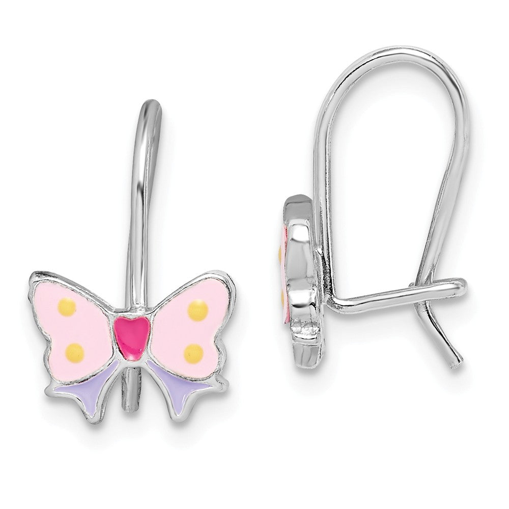 Stella Silver 925 Sterling Silver Madi K Rhodium-Plated Plated Enameled Butterfly Kidney Wire Earrings,