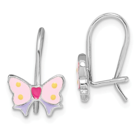 Stella Silver 925 Sterling Silver Madi K Rhodium-Plated Plated Enameled Butterfly Kidney Wire Earrings,