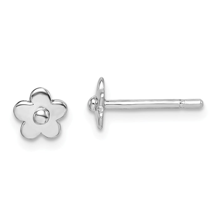 Stella Silver 925 Sterling Silver Madi K Rhodium-Plated Plated Flowers Post Earrings,