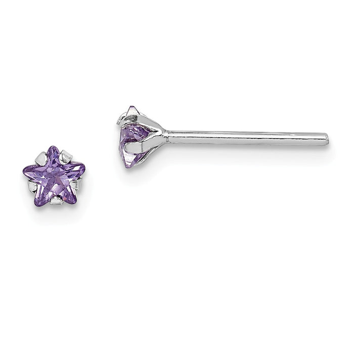 Stella Silver 925 Sterling Silver Madi K Rhodium-Plated Plated Purple Star Cubic Zirconia ( CZ ) Post Earrings,