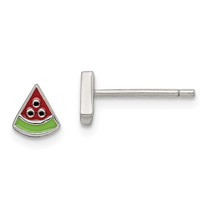 Stella Silver 925 Sterling Silver Madi K Enameled Watermelon Post Earrings,