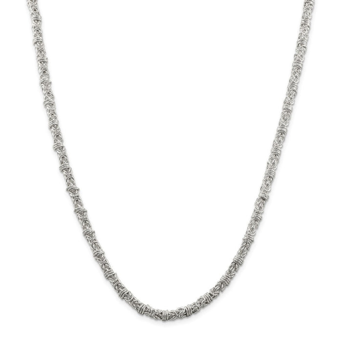 Million Charms 925 Sterling Silver 4 mm Fancy Byzantine Necklace, Chain Length: 24 inches