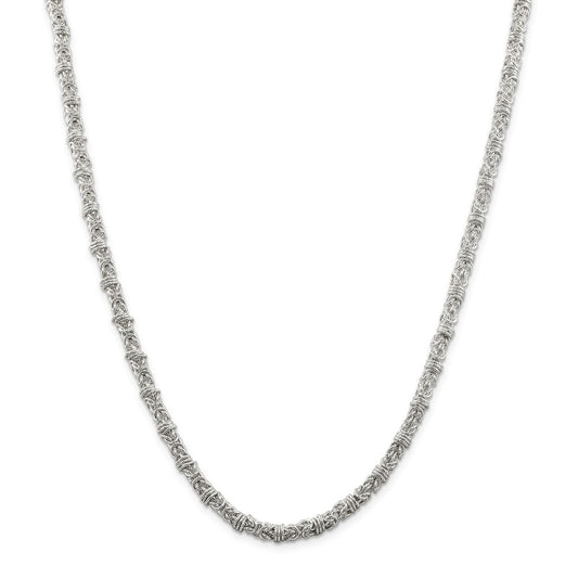 Million Charms 925 Sterling Silver 4 mm Fancy Byzantine Necklace, Chain Length: 20 inches