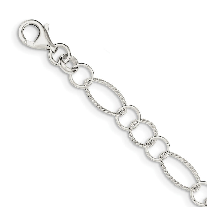 Million Charms 925 Sterling Silver Fancy Link Bracelet, Chain Length: 7.5 inches