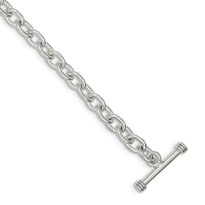 Million Charms 925 Sterling Silver 8.75inch Polished Fancy Link Toggle Bracelet, Chain Length: 8.75 inches