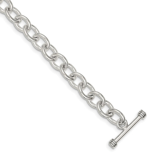 Million Charms 925 Sterling Silver 8.75inch Polished Fancy Link Toggle Bracelet, Chain Length: 8.75 inches