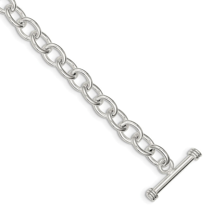 Million Charms 925 Sterling Silver 7.75inch Polished Fancy Link Toggle Bracelet, Chain Length: 7.75 inches