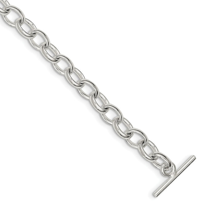 Million Charms 925 Sterling Silver 8.75inch Polished Fancy Link Toggle Bracelet, Chain Length: 8.75 inches