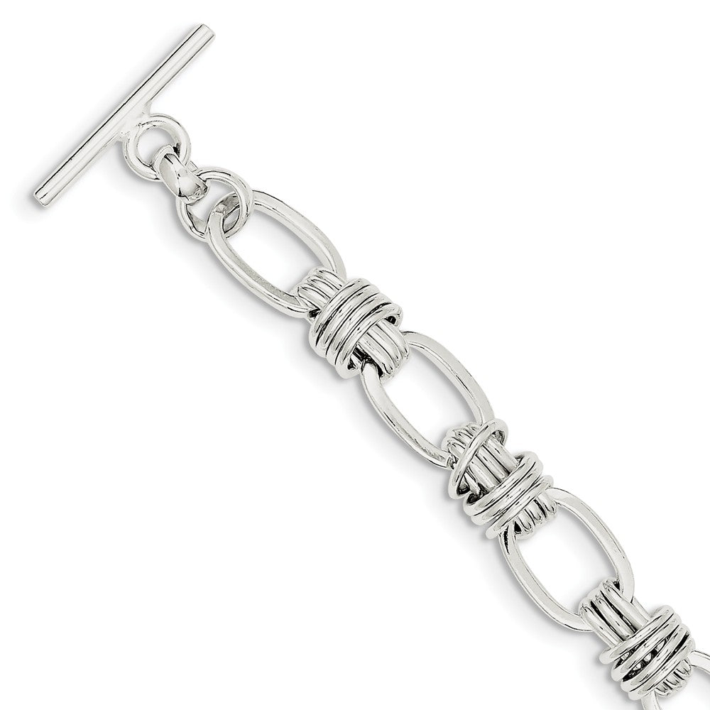 Million Charms 925 Sterling Silver 8.75inch Polished Fancy Link Toggle Bracelet, Chain Length: 8.75 inches