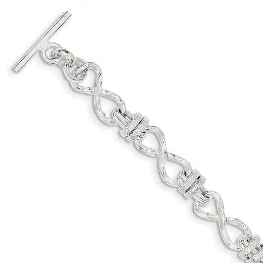 Million Charms 925 Sterling Silver 7.75inch Polished Fancy Link Toggle Bracelet, Chain Length: 7.75 inches