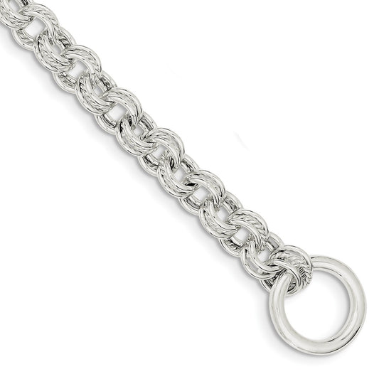 Million Charms 925 Sterling Silver 7.75inch Polished Fancy Link Toggle Bracelet, Chain Length: 7.75 inches