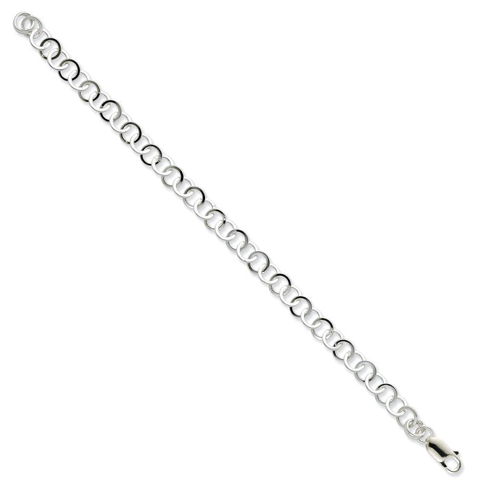 Million Charms 925 Sterling Silver Rhodium Plated 8.5inch Fancy Link Bracelet, Chain Length: 8.5 inches