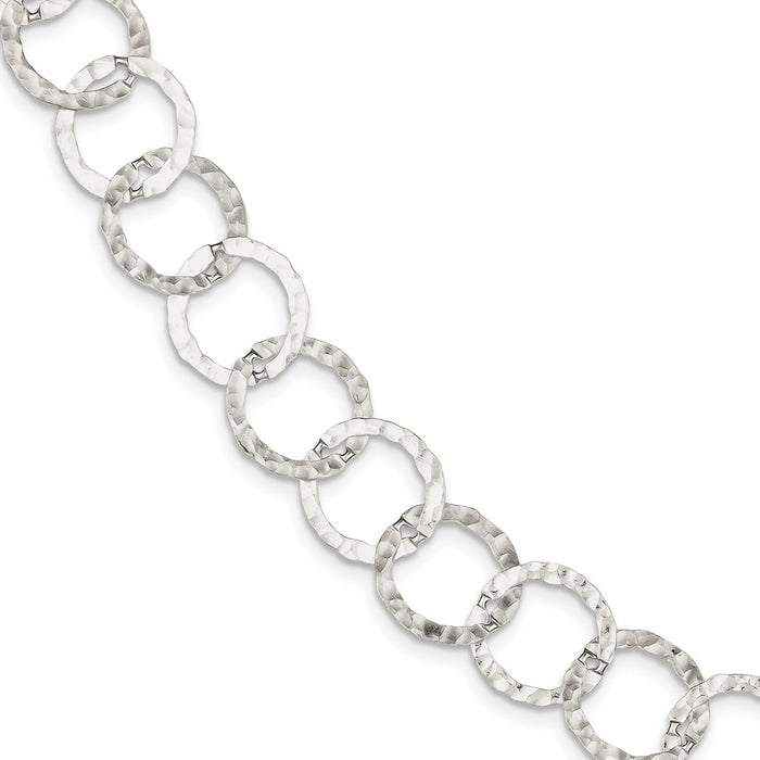 Million Charms 925 Sterling Silver Fancy Hammered Bracelet, Chain Length: 7.5 inches