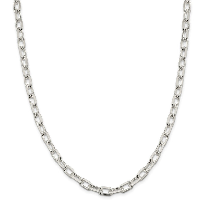 Million Charms 925 Sterling Silver 7.5mm Elongated Open Link Chain, Chain Length: 18 inches