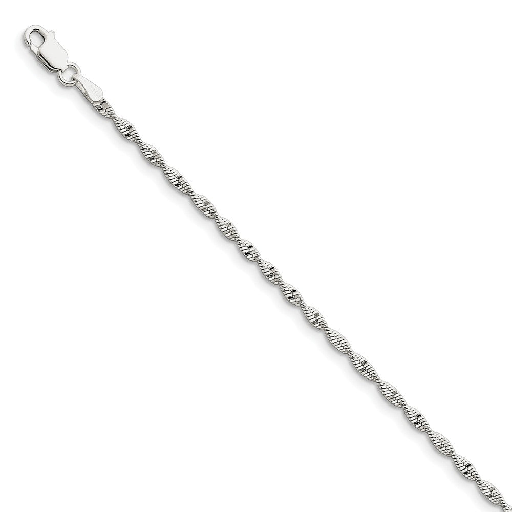 Million Charms 925 Sterling Silver 2mm Twisted Herringbone Chain, Chain Length: 7 inches