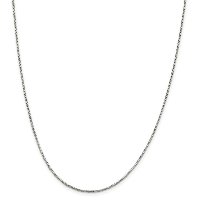 Million Charms 925 Sterling Silver 1.25mm Round Box Chain, Chain Length: 18 inches