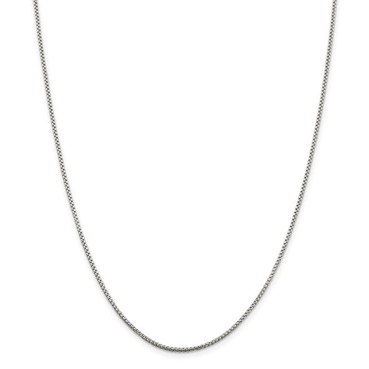 Million Charms 925 Sterling Silver 1.5mm Round Box Chain, Chain Length: 16 inches