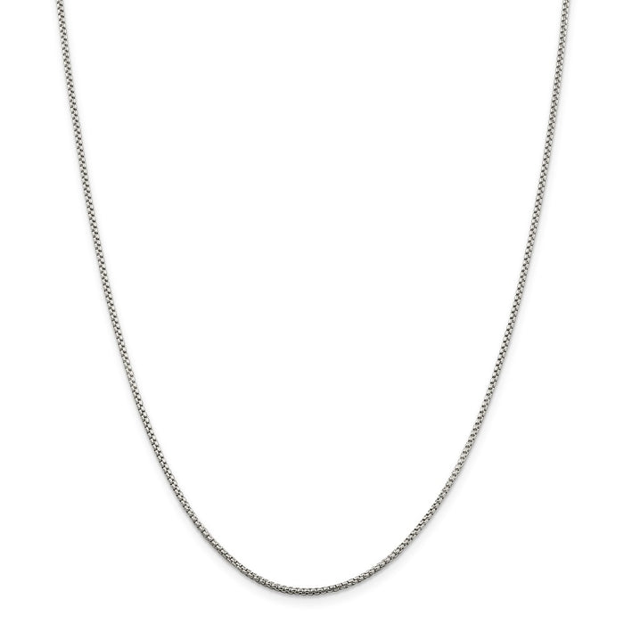 Million Charms 925 Sterling Silver 1.5mm Round Box Chain, Chain Length: 16 inches