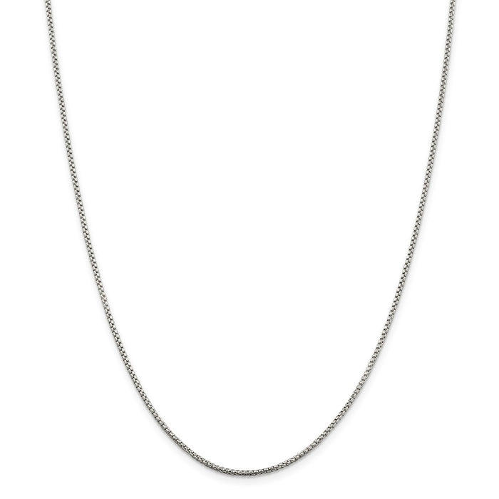 Million Charms 925 Sterling Silver 1.5mm Round Box Chain, Chain Length: 24 inches