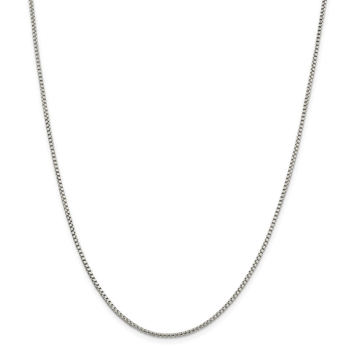 Million Charms 925 Sterling Silver 1.75mm Round Box Chain, Chain Length: 24 inches