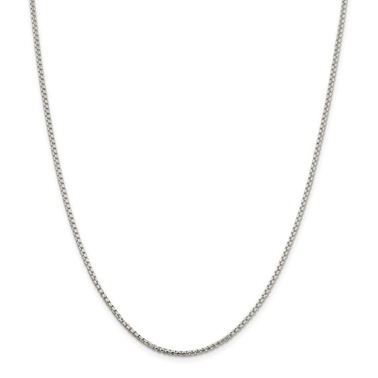 Million Charms 925 Sterling Silver 2mm Round Box Chain, Chain Length: 24 inches
