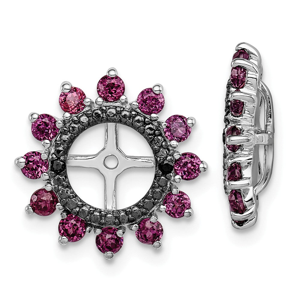 Stella Silver 925 Sterling Silver Rhodium Rhodolite Garnet & Black Sapphire Earring Jacket, 14mm x 14mm