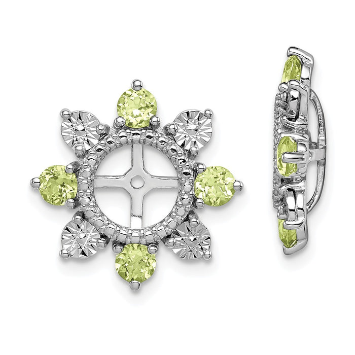 Stella Silver 925 Sterling Silver Rhodium Peridot Earring Jacket, 17mm x 17mm