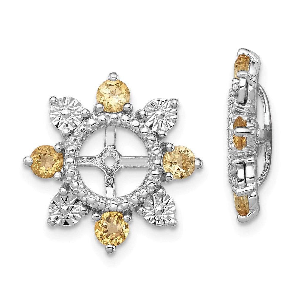 Stella Silver 925 Sterling Silver Rhodium Citrine Earring Jacket, 17mm x 17mm