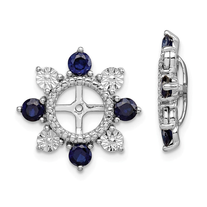 Stella Silver 925 Sterling Silver Rhodium Created Sapphire Earring Jacket, 17mm x 17mm