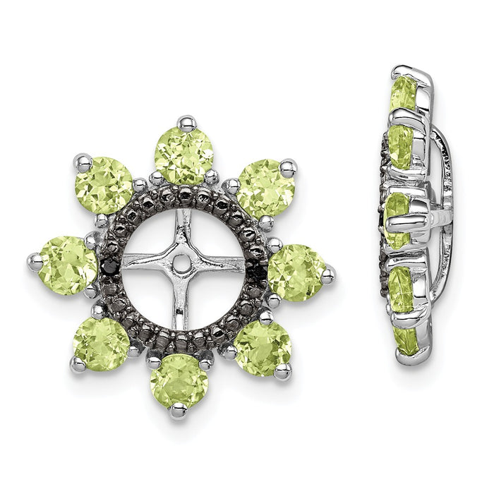 Stella Silver 925 Sterling Silver Rhodium Peridot & Black Sapphire Earring Jacket, 17mm x 17mm