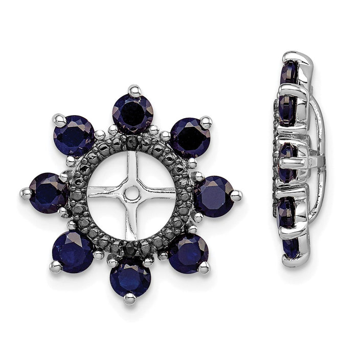 Stella Silver 925 Sterling Silver Rhodium Created Sapphire & Black Sapphire Earring Jacket, 17mm x 17mm