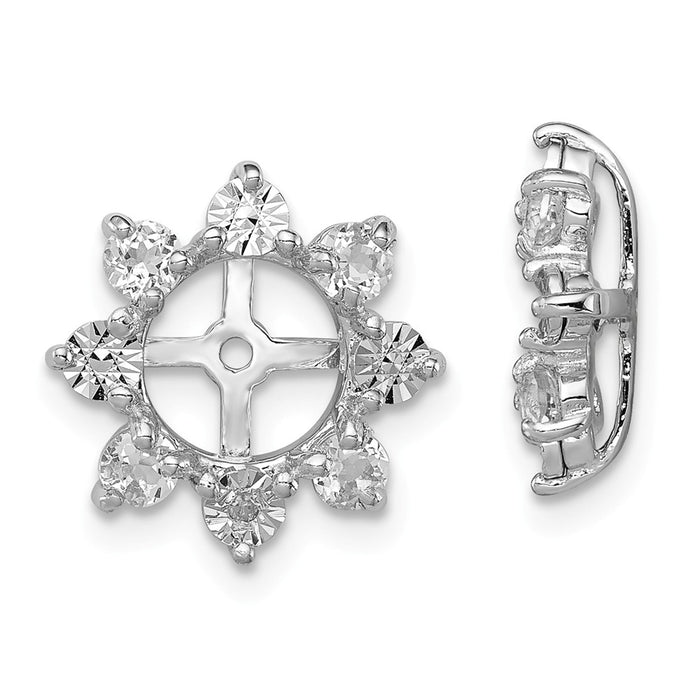 Stella Silver 925 Sterling Silver Rhodium Diamond  & White Topaz Earring Jacket, 13mm x 13mm