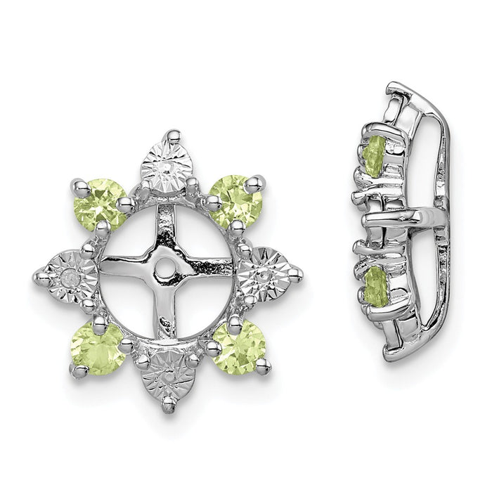 Stella Silver 925 Sterling Silver Rhodium Diamond  & Peridot Earring Jacket, 13mm x 13mm