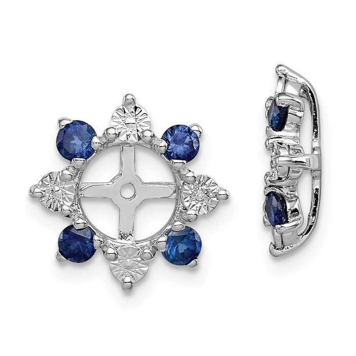 Stella Silver 925 Sterling Silver Rhodium Diamond  & Created Sapphire Earring Jacket, 13mm x 13mm