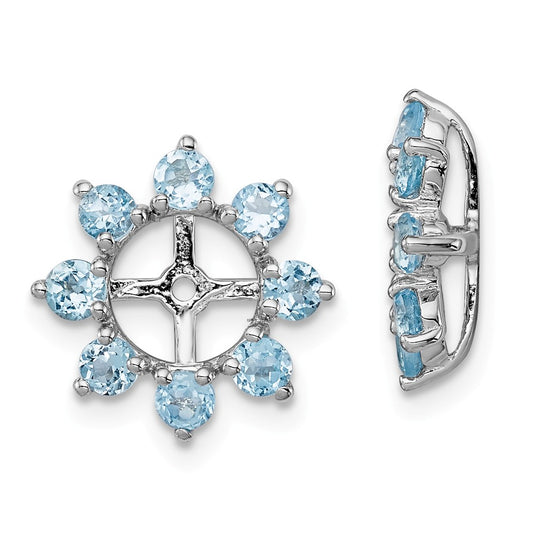Stella Silver 925 Sterling Silver Rhodium Swiss Blue Topaz Earring Jacket, 14mm x 14mm