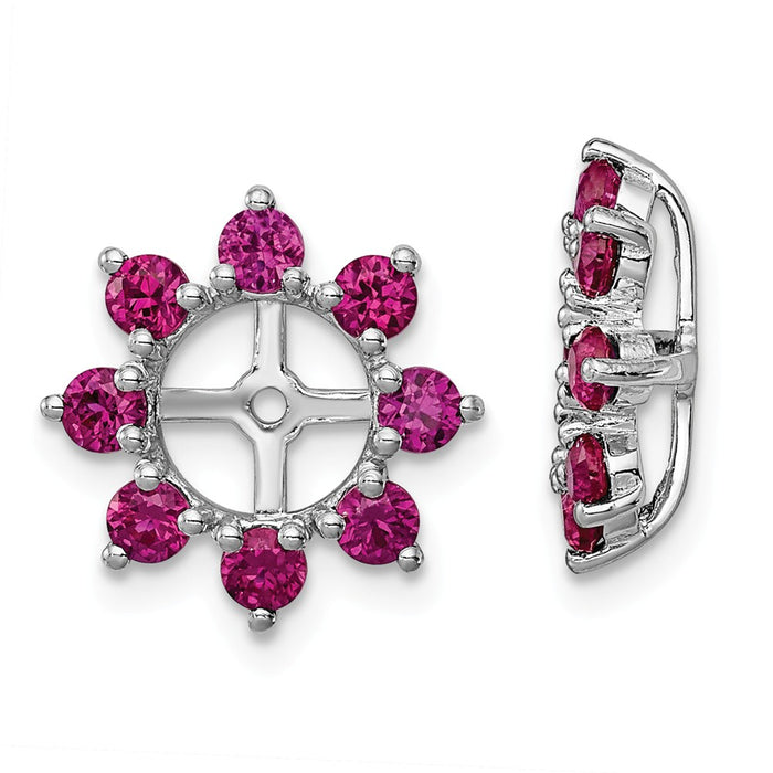 Stella Silver 925 Sterling Silver Rhodium Created Ruby Earring Jacket, 14mm x 14mm