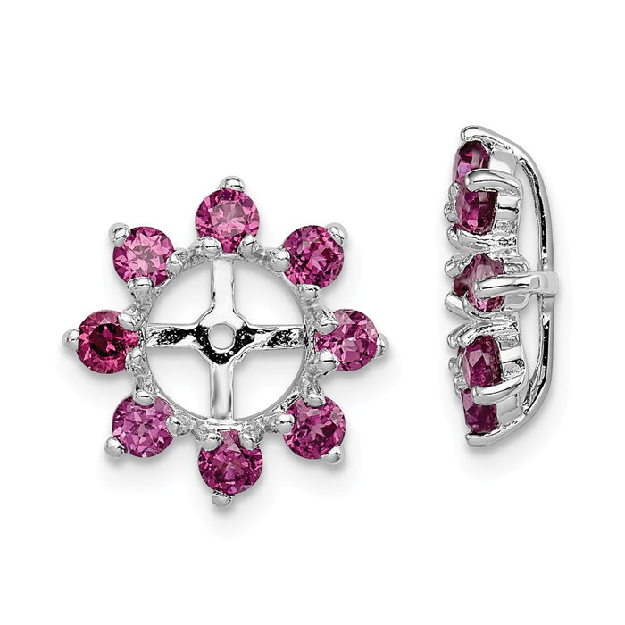 Stella Silver 925 Sterling Silver Rhodium Rhodolite Garnet Earring Jacket, 14mm x 14mm