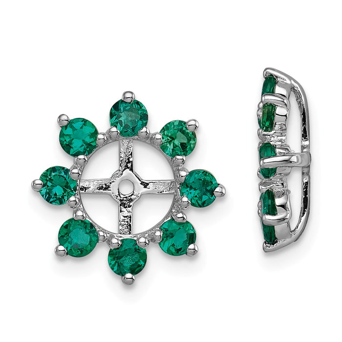 Stella Silver 925 Sterling Silver Rhodium Created Emerald Earring Jacket, 14mm x 14mm