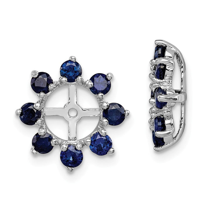 Stella Silver 925 Sterling Silver Rhodium Created Sapphire Earring Jacket, 14mm x 14mm