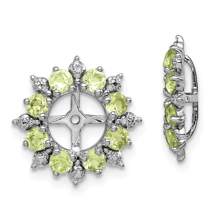 Stella Silver 925 Sterling Silver Rhodium Diamond  & Peridot Earring Jacket, 15mm x 15mm