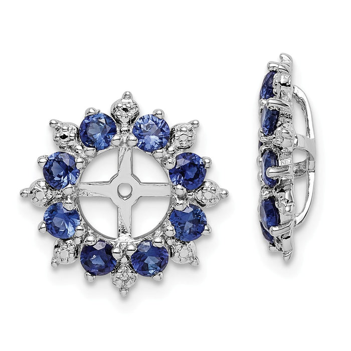 Stella Silver 925 Sterling Silver Rhodium Diamond  & Created Sapphire Earring Jacket, 15mm x 15mm