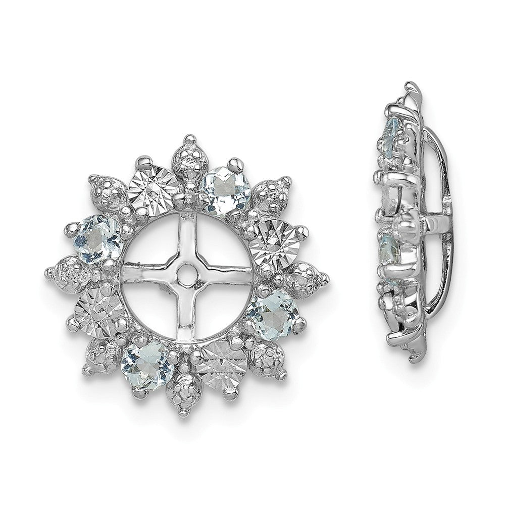 Stella Silver 925 Sterling Silver Rhodium Aquamarine Earring Jacket, 15mm x 15mm