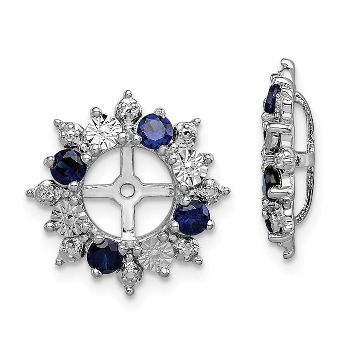 Stella Silver 925 Sterling Silver Rhodium Created Sapphire Earring Jacket, 15mm x 15mm